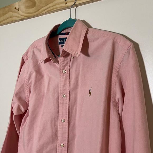 Ralph Lauren Button Down Long Sleeve Pink Pony Logo Men Size Medium Preppy - Picture 2 of 8